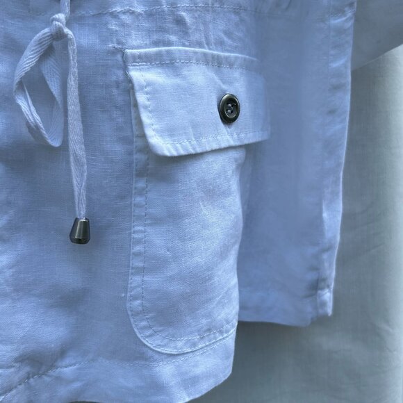 KENAR 100% Linen White Anorak Women's Jacket XL - Picture 7 of 7